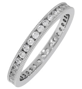 Round Milgrain Edge 1/2ctw. Eternity Band in 14K White Gold